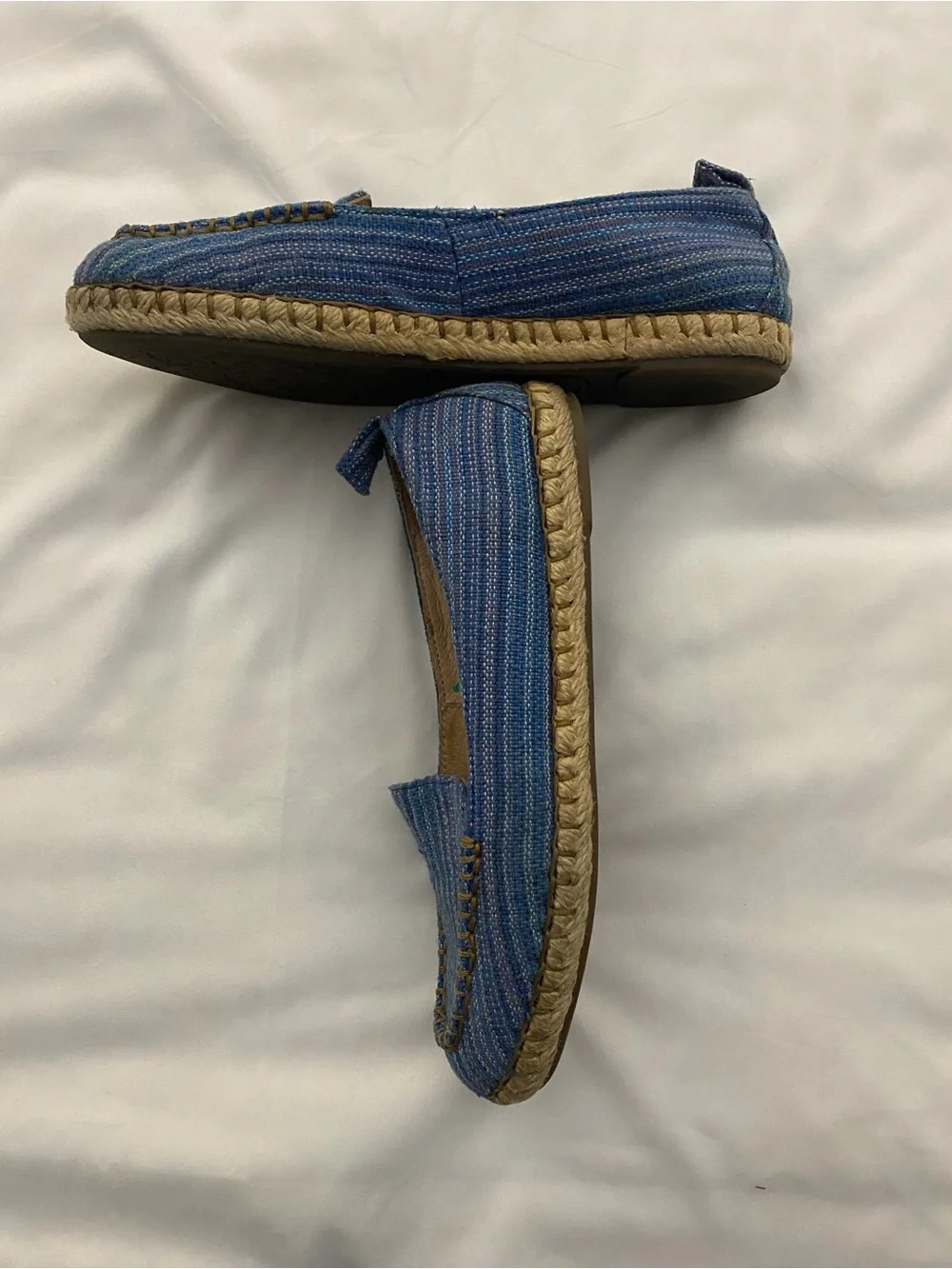 Børn Sitton Blue Striped Fabric Espadrille Loafers - Women's Size 7